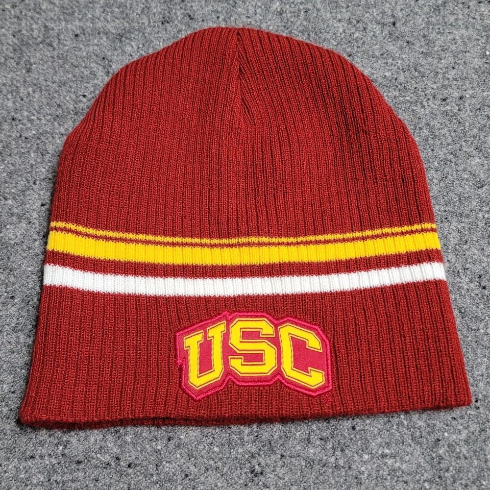 USC Trojans Beanie Winter Hat Skull Cap Mens Cardinal Gold Knit Stocking Adult